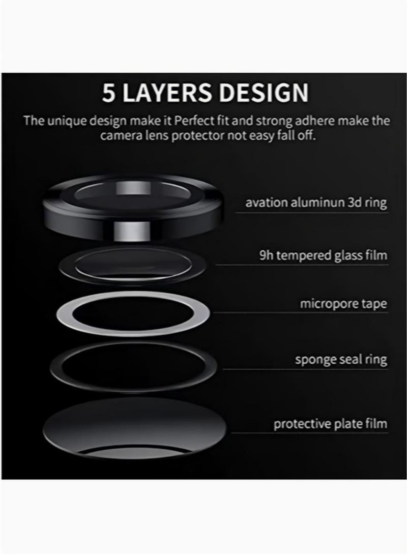 Samsung Galaxy A55 Camera Lens Protector, Individual Tempered Glass Camera Screen Protector Metal Ring Lens Cover for Galaxy A55 Accessories, 1 Set (Black)  - Image 4