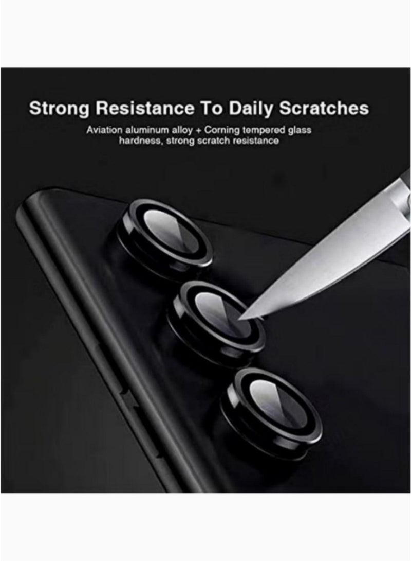 Samsung Galaxy A55 Camera Lens Protector, Individual Tempered Glass Camera Screen Protector Metal Ring Lens Cover for Galaxy A55 Accessories, 1 Set (Black)  - Image 3