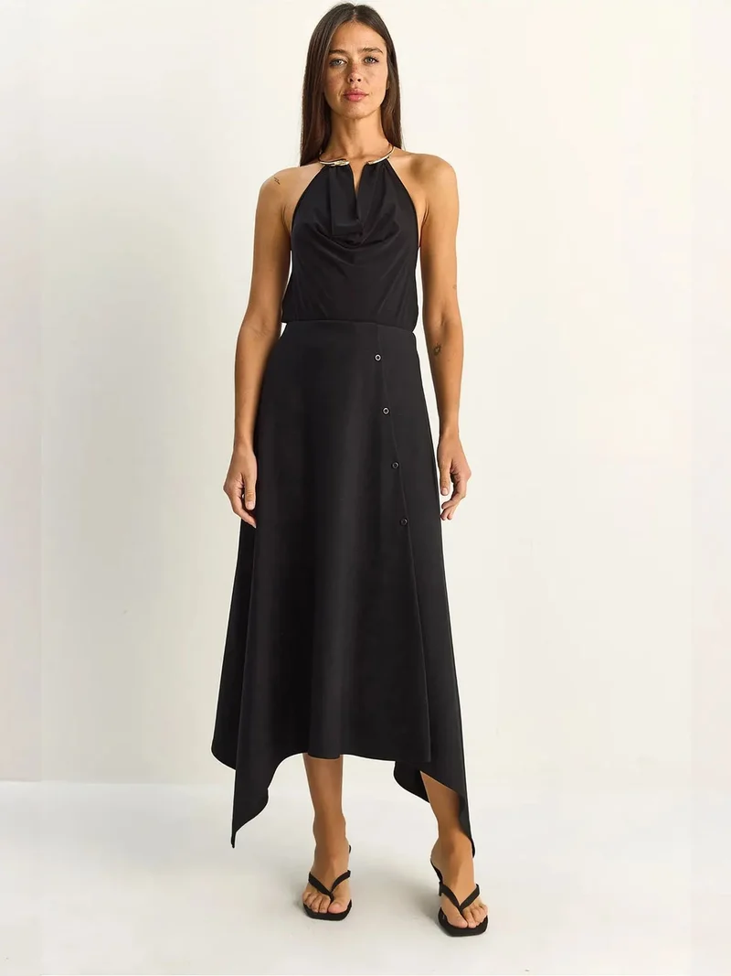 بيانكو لوتشي LUCCI Midi A-line Skirt With Button Closure