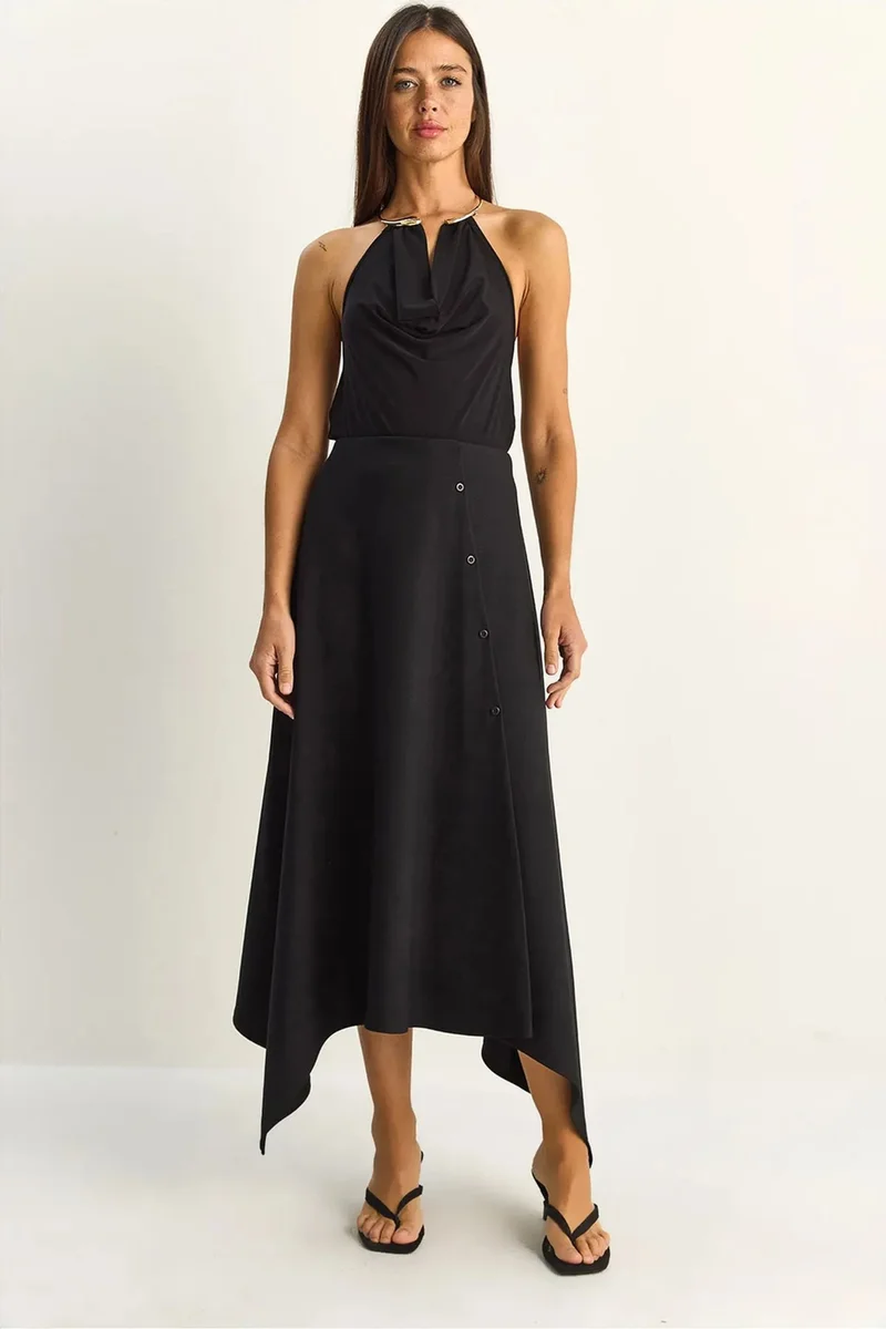 بيانكو لوتشي LUCCI Midi A-line Skirt With Button Closure