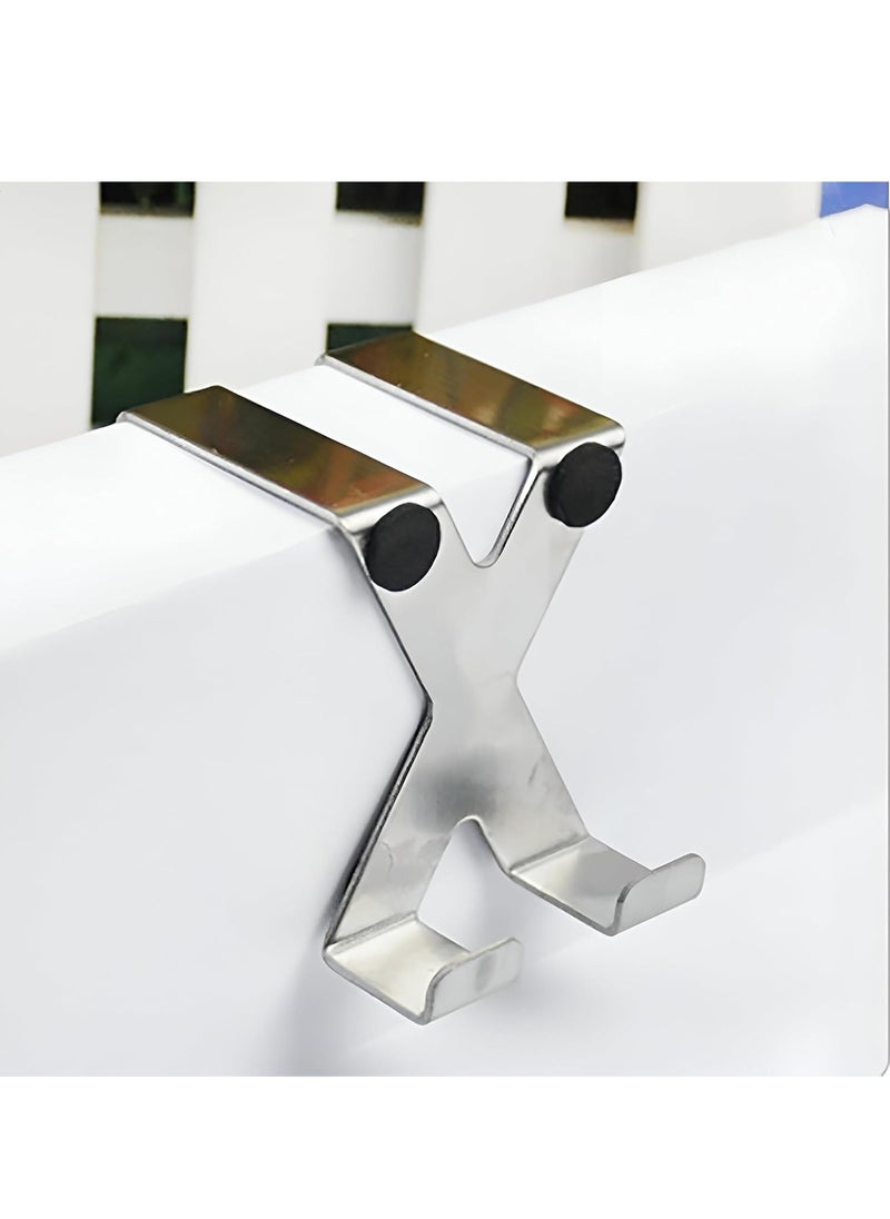 Stainless Steel Kitchen Cabinet Draw Over Door Hook Clothes Hanger Holder - 2 Pieces  - Image 1