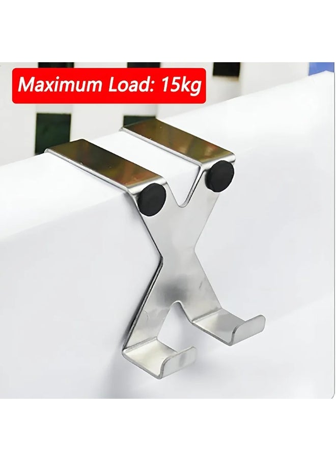 Stainless Steel Kitchen Cabinet Draw Over Door Hook Clothes Hanger Holder - 2 Pieces  - Image 3