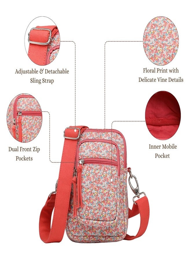 Anekaant Meadow Tales Red Canvas Floral Sling Bag for Girls | Perfect for Travel, Trips & Daily Commute - Image 3