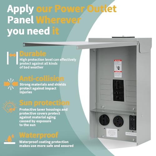 Hiweld Electrical Panel RV Electrical Outlet Panel with Breaker Prewired Circuit 20 30 50 Amp Receptacle Installed Power Outlet Box Weatherproof - Image 4