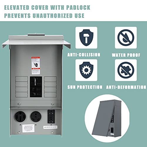 Hiweld Electrical Panel RV Electrical Outlet Panel with Breaker Prewired Circuit 20 30 50 Amp Receptacle Installed Power Outlet Box Weatherproof - Image 5