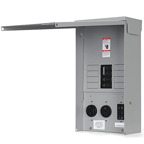 Hiweld Electrical Panel RV Electrical Outlet Panel with Breaker Prewired Circuit 20 30 50 Amp Receptacle Installed Power Outlet Box Weatherproof - Image 1
