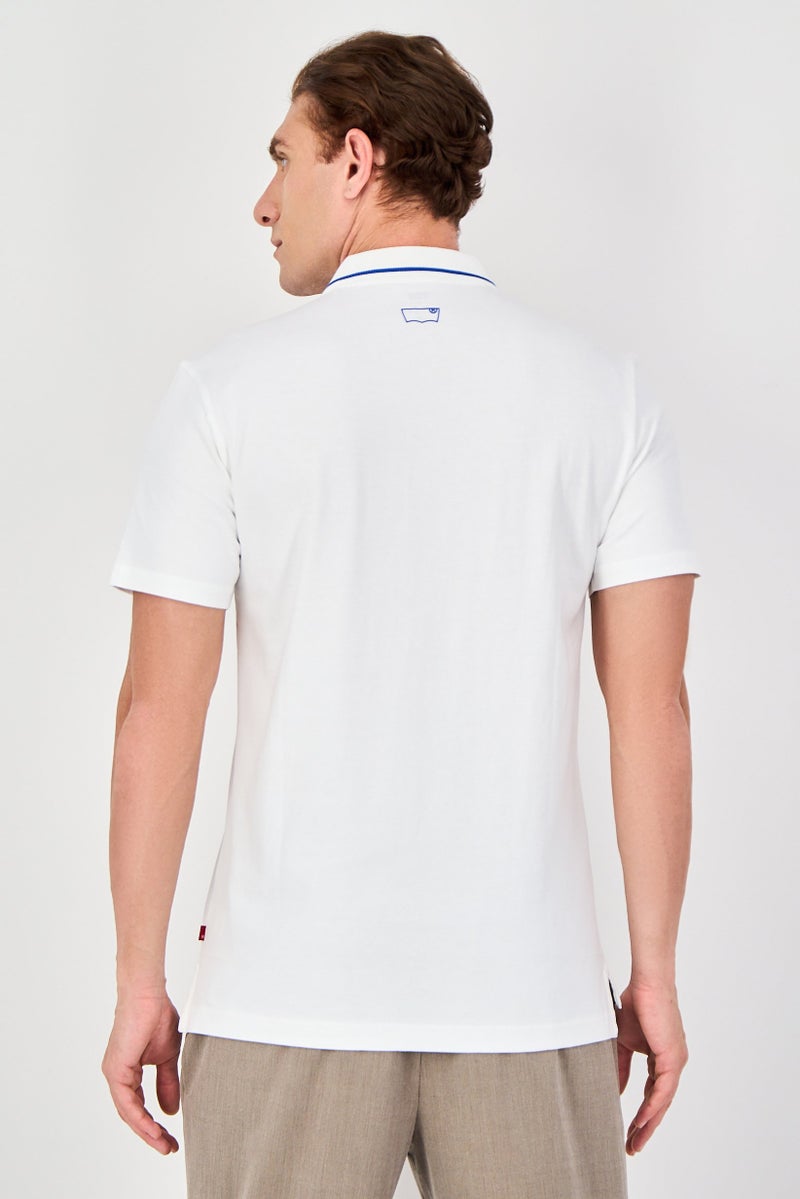 Levi's Men Regular Fit Plain Short Sleeve Polo Shirt, White - Image 3