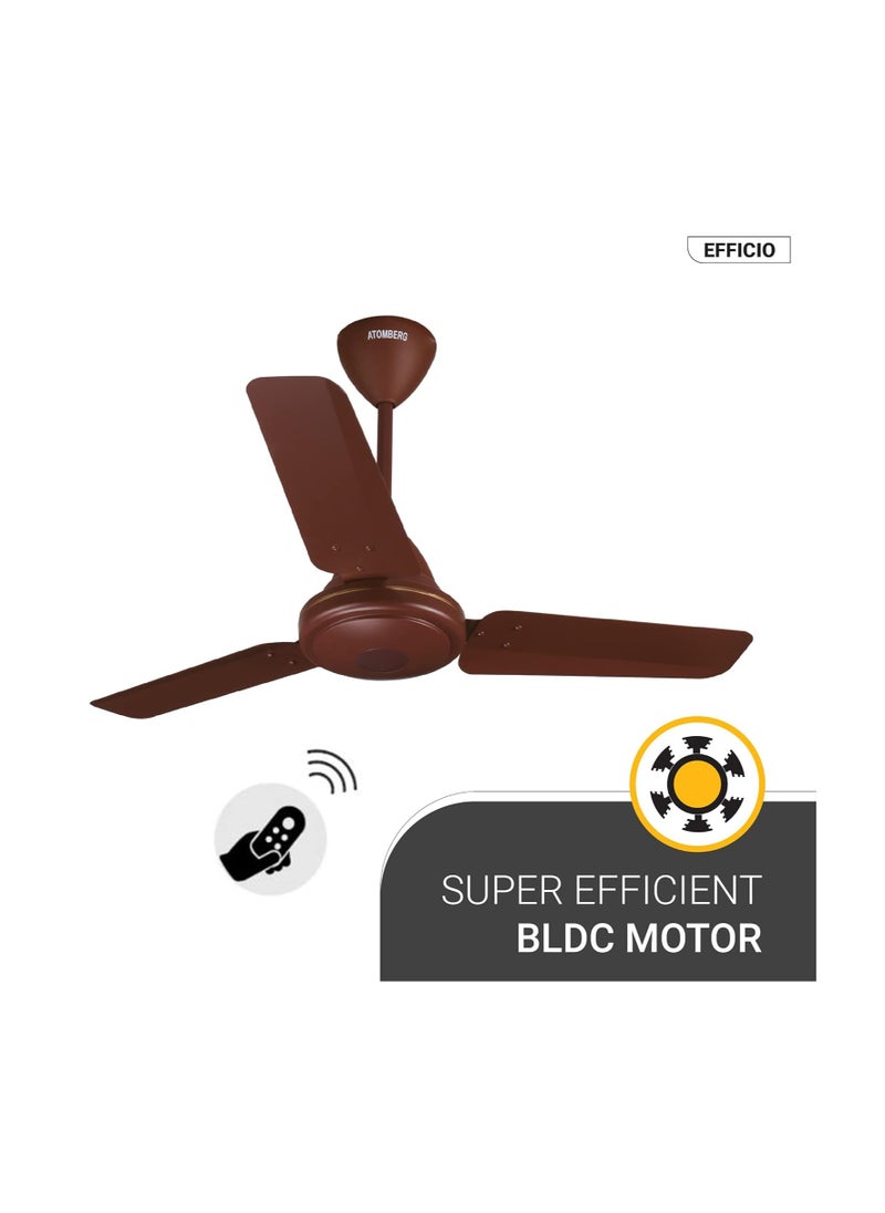 atomberg Efficio 900mm BLDC Ceiling Fan with Remote Control | BEE 5 star Rated Energy Efficient Ceiling Fan | High Air Delivery with LED Indicators | 2+1 Year Warranty (Matte Brown)