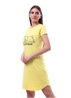 Andora Printed Pattern Short Sleeves Sleep Dress _ Yellow  - Image 2