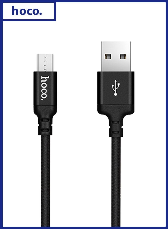 hoco. X14 Times Speed Micro-USB Charging Cable 2M – Ultra-Fast Data Sync & Charging, Durable Braided Design, Tangle-Free Long Cable for Smartphones, Power Banks & More  - Image 1