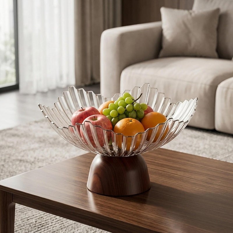 predolo Pedestal Snack Bowl Multipurpose Fruit Tray Creative Storage Holder Lightweight PET Material with Removable Drain Tray Suitable for Home, Clear White - Image 5