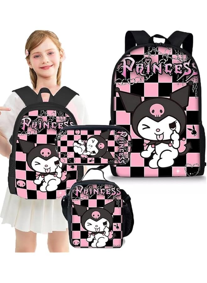 erorex - 3Pack Backpack For Girls Kids Primary Large Capacity Aesthetic School Bags With Lunch Pencil Case Cartoon Backpacks Students Bookbag For Girls Kids - Image 1