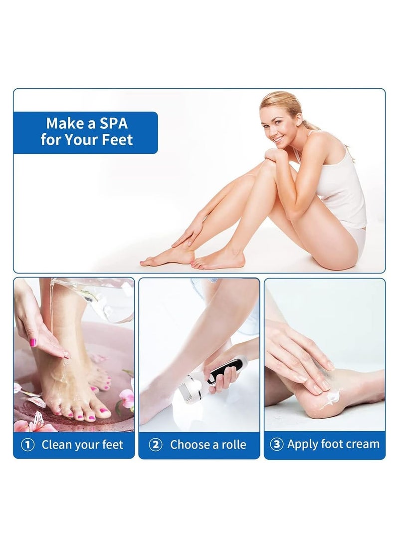 KHAJUL Electric Callus Remover for Feet Rechargeable Pedicure Tool Foot Care Foot File All-in-1 Callus Remover Kit for Removing Cracked and Dead Skin from Heels with 3 Roller Heads 2-Speed Battery Display  - Image 3