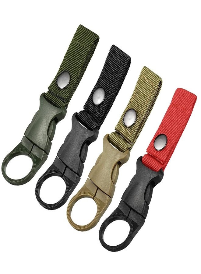 RAJry 4 Pack Hanging Bottle Buckle Clip Carabiner,Portable Mineral Water Bottle Ring Holder Keychain Belt Webbing Strap for Outdoor Camping Hiking Traveling - Image 1