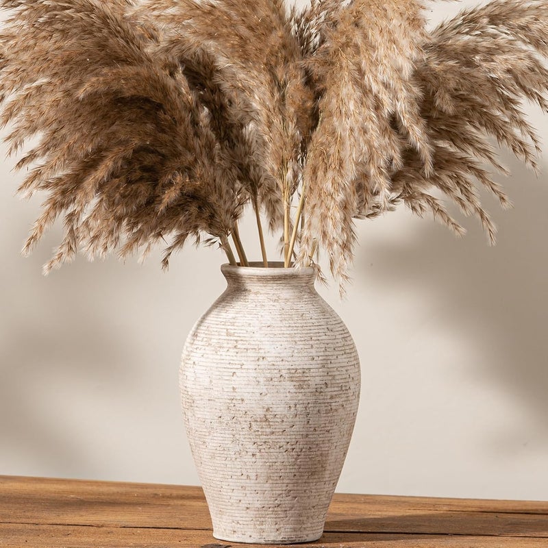 Vanselia Ceramic Flower Vase Home Decor - Large Farmhouse Table Vases Rustic Vintage Living Room Kitchen Bedroom Decorations for House Book Shelf Office Coffee Desk Dining Fireplace (9" Retro) - Image 4
