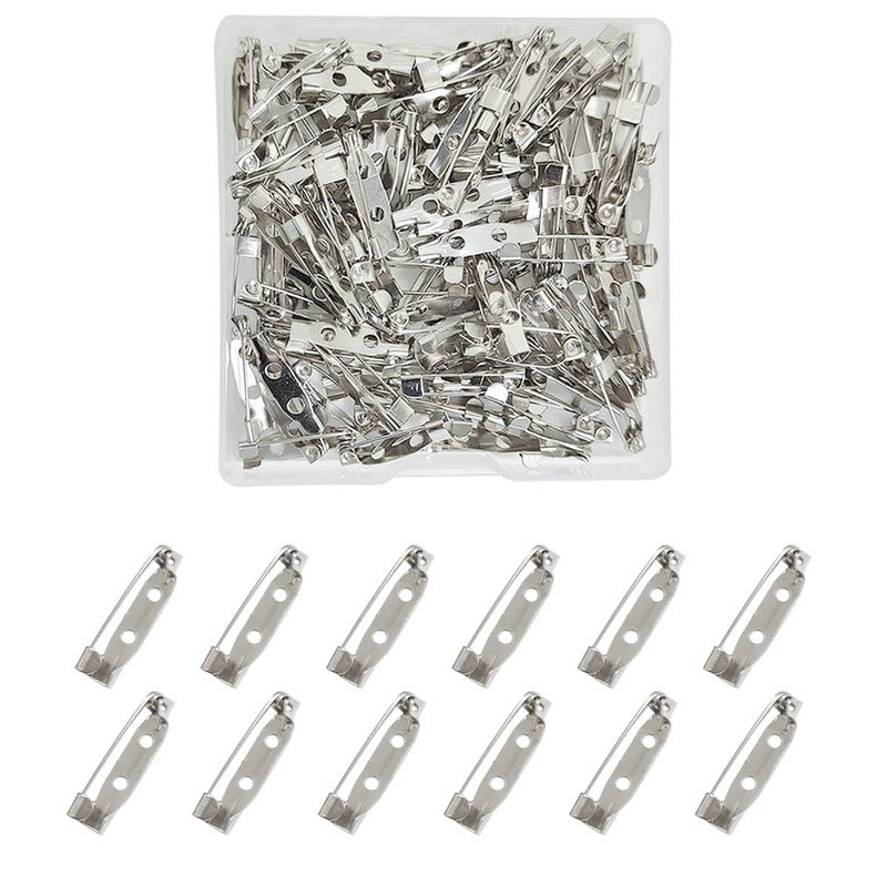 100 Pcs Locking Pins Backs Safety Clasp Brooch Silver Brooch Clasp Pin Backs Safety Clasp for Name Tags Jewelry Making and DIY Crafts 20MM