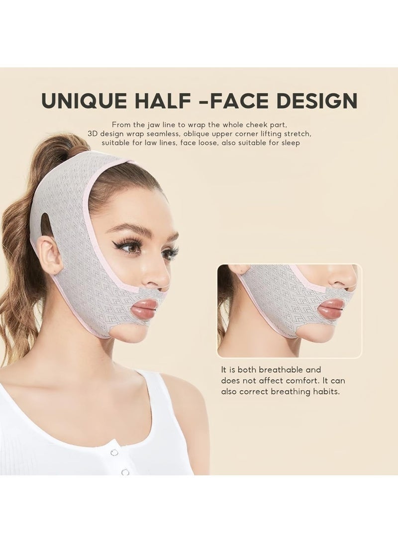 Layali Chin Lifting Bands Beauty Face Sculpting Sleep Mask Reusable V-shaped Facial Shaping Mask Keep Mouth Closed When Sleep for Face Neck and Chin for Women and Men - Image 4