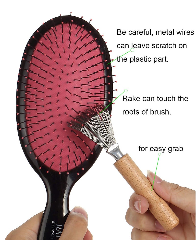 catin Hair Brush Cleaner with Metal Wire Rake for Hair Dust Lint Removal - Image 2