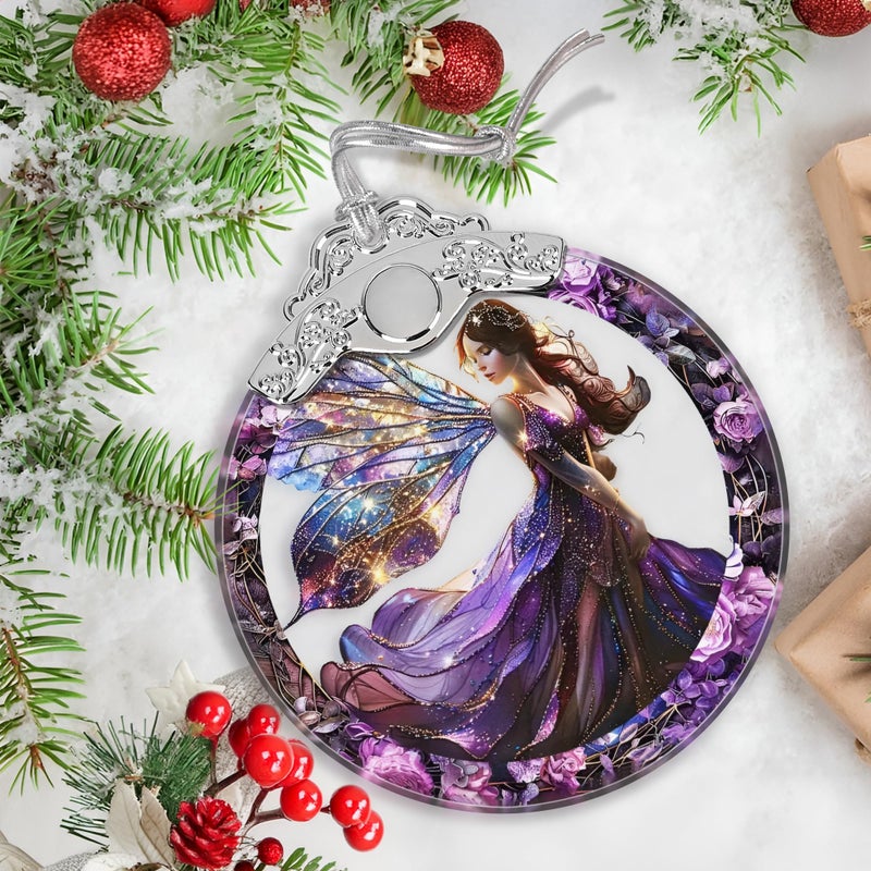 Jocidea زخرفة عيد الميلاد - زخرفة جنية زجاجية ملطخة - ديكور عيد الميلاد - زخرفة شجرة الكريسم - Image 5