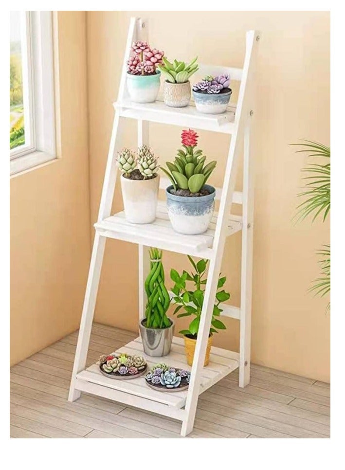 Generic 𝐅𝐅𝐃 Wooden Plant Stand – 3-Tier Indoor/Outdoor Flower Shelf, Solid Pine Wood, Space-Saving Corner Display Rack for Garden, Balcony, Living Room  - Image 3