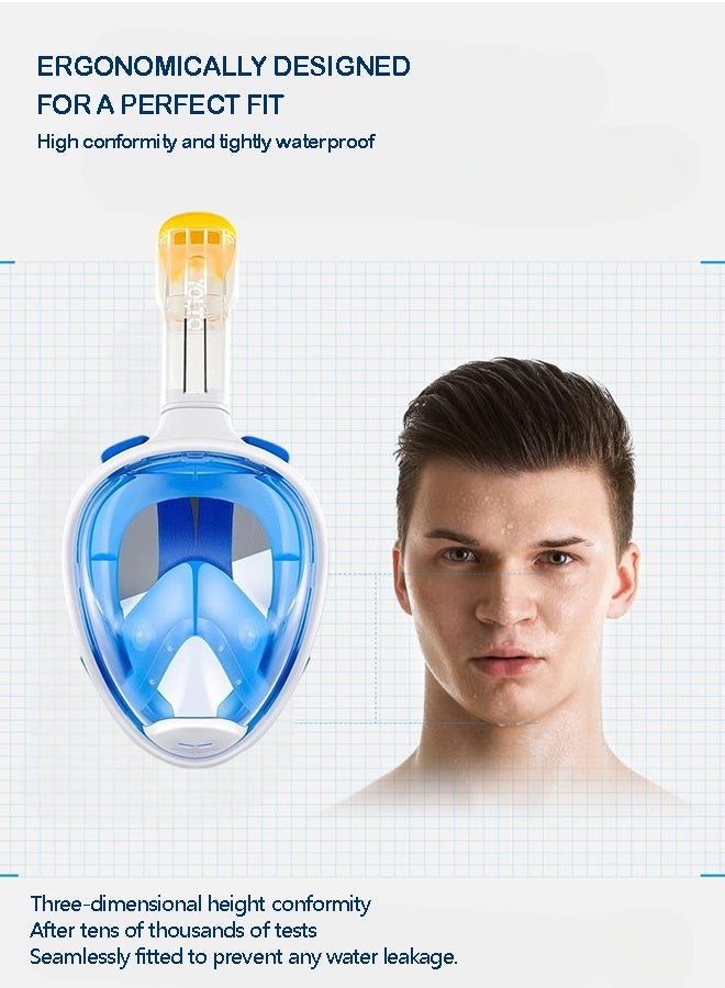 Full Face Snorkeling Mask with 180° Panoramic View – Anti-Fog, Anti-Leak, Dry Top System, Camera Mount