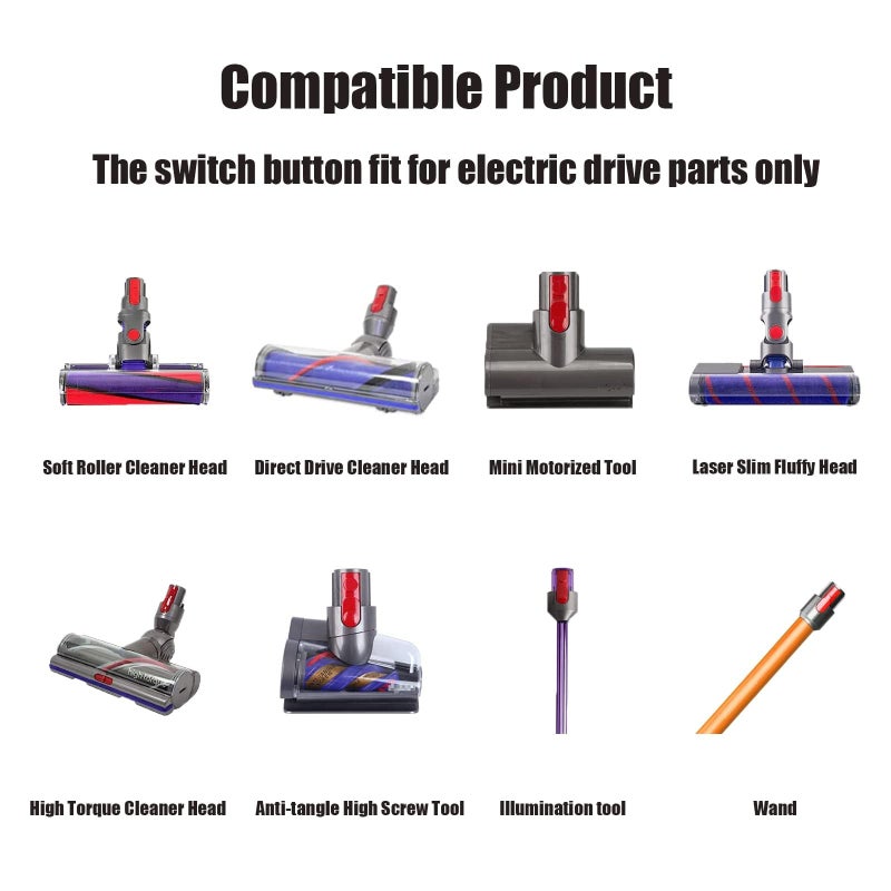 Hather 2 Pack Cleaner Head Clip Latch Tab Button with Spring Replacement for Dyson V7, V8, V10, V11, and V15 Electric Drive Parts, Extension Wand, Wand Tube, and Illumination Tool. - Image 2