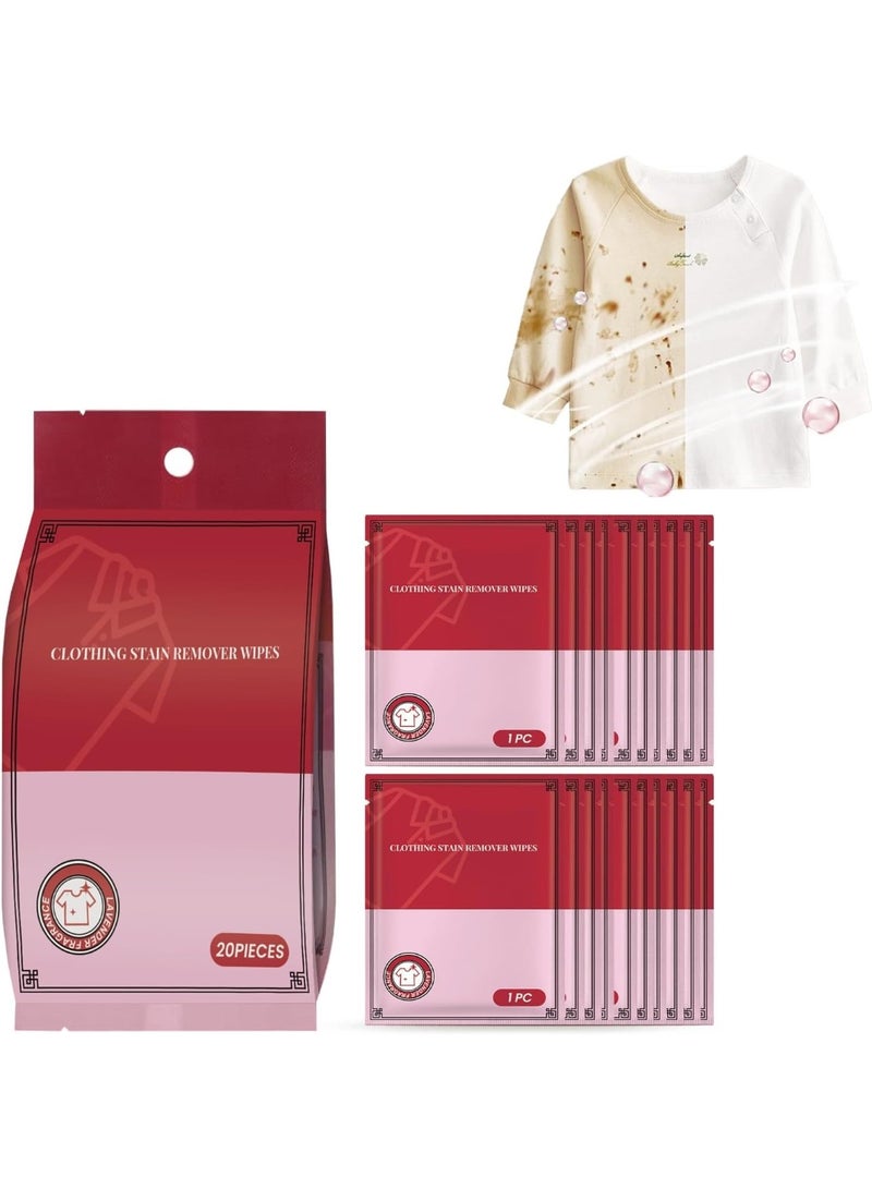 Laundry Stain Removal Wet Wipes for Clothes – Fast Emergency Fabric Cleaner, Safe for Most Fabrics, Ideal for Travel, Office & Daily Use, 20 Wipes - Image 1