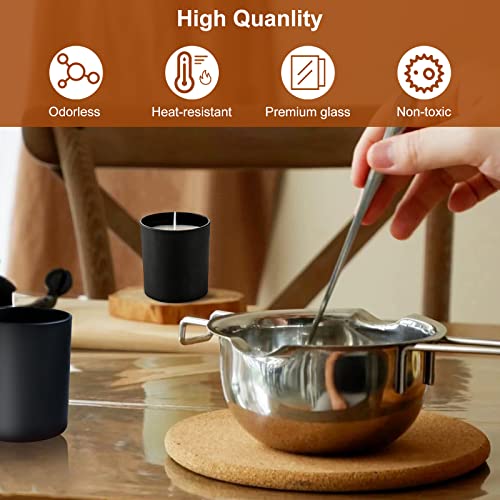 CONNOO 15 Pack 7 OZ Matte Black Candle Jars with Bamboo Lids for Making Candles, Thick Glass Candle Jars Empty Jars in Bulk with lids - Dishwasher Safe - Image 4