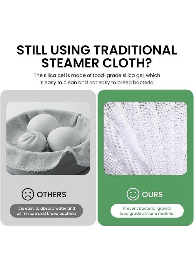 Supvox® 5Pcs Non Stick Silicone Steamer Liners Mesh Mat Pad, Steamed Buns Dumplings Baking Pastry Dim Sum Mesh Mat Pad for Steamer, Airfryer, Reuseable - Image 3