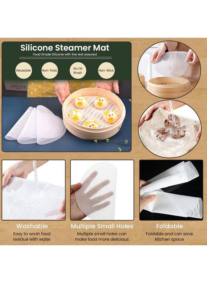 Supvox® 5Pcs Non Stick Silicone Steamer Liners Mesh Mat Pad, Steamed Buns Dumplings Baking Pastry Dim Sum Mesh Mat Pad for Steamer, Airfryer, Reuseable - Image 5