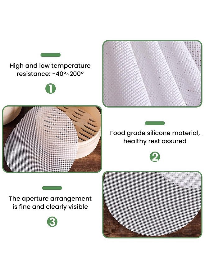 Supvox® 5Pcs Non Stick Silicone Steamer Liners Mesh Mat Pad, Steamed Buns Dumplings Baking Pastry Dim Sum Mesh Mat Pad for Steamer, Airfryer, Reuseable - Image 4