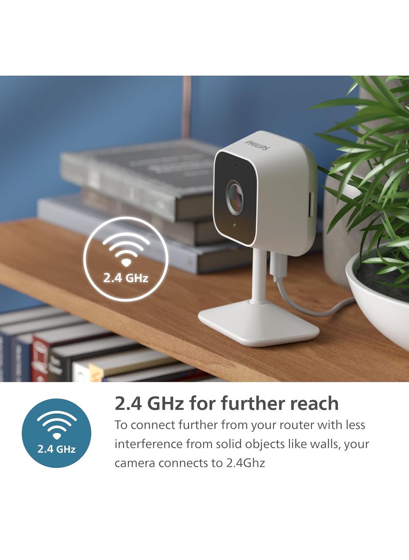 Philips - PHILIPS WiFi HSP1000 Fixed Indoor Security Camera | Full HD 2MP | 2-Way Talk | Motion Detect | Night Vision| SD Card | AES-128bit Encryption | 2 Year Brand Replacement Warranty - Image 1