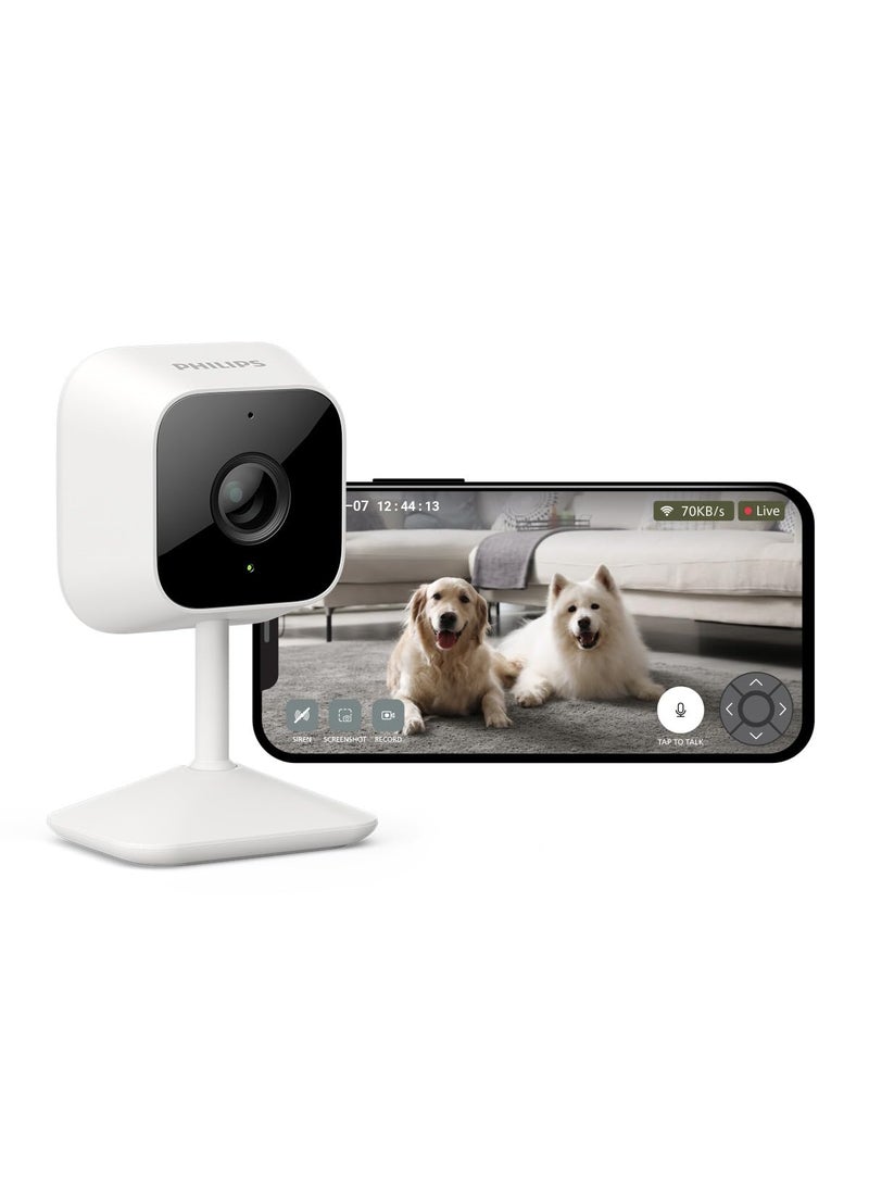 Philips - PHILIPS WiFi HSP1000 Fixed Indoor Security Camera | Full HD 2MP | 2-Way Talk | Motion Detect | Night Vision| SD Card | AES-128bit Encryption | 2 Year Brand Replacement Warranty - Image 1