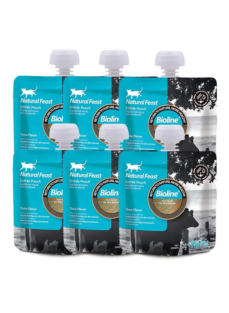 بايولاين بيولاين طعام قطط رطب بنكهة التونة 85جم + 15جم مجاناً | كيس وجبة طبيعية بزيت السلمون لدعم صحة الجلد والفرو | عبوة 6 أكياس - Image 1