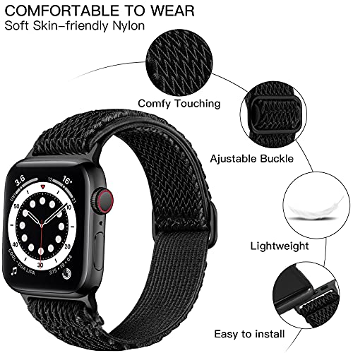 Lerobo Compatible for Apple Watch Band 41mm 40mm 38mm 45mm 44mm 42mm Women Men,Stretchy Solo Loop Soft Nylon Adjustable Braided Replacement Sport Band Compatible for Apple Watch Ultra 2 SE Series 9 8 - Image 2