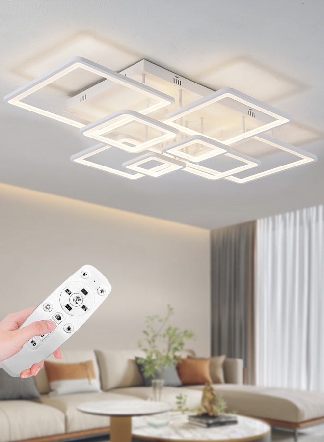 YATAI LIGHTING 8-Square 110cm Rectangular LED Ceiling Light, 174W Modern Dimmable Fixture with Remote, 3000K‚Äì6000K Color Adjustable for Living Room, Bedroom, Library - Image 1