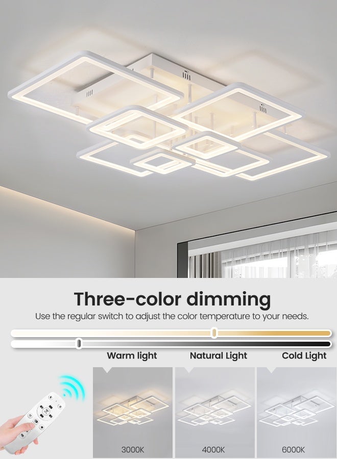 YATAI LIGHTING 8-Square 110cm Rectangular LED Ceiling Light, 174W Modern Dimmable Fixture with Remote, 3000K‚Äì6000K Color Adjustable for Living Room, Bedroom, Library - Image 2