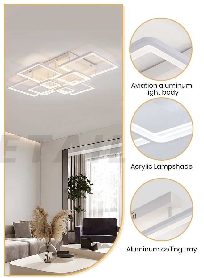 YATAI LIGHTING 8-Square 110cm Rectangular LED Ceiling Light, 174W Modern Dimmable Fixture with Remote, 3000K‚Äì6000K Color Adjustable for Living Room, Bedroom, Library - Image 4