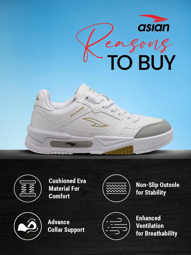 أسيان Stylish White Sneakers for Men and Boys