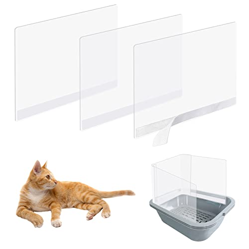 Sadoia 3 Pcs Cat Litter Box Splash Guard Pee Shields - Anti-Splashing Reusable High Sided Cat Toilet Training Kit for Open Top Litter Pan - Image 1