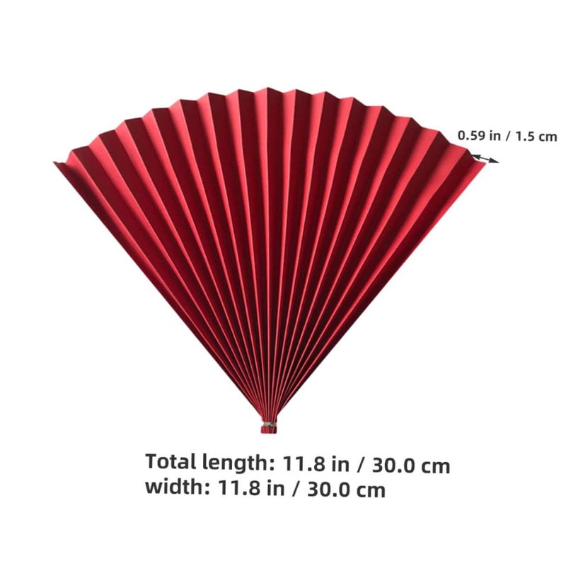2pcs Red Antique Paper Folding Fans for Photography Prop and Background Decoration Handheld Photo Studio Posing Accessories - Image 3