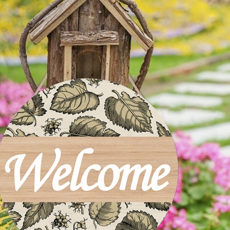 🏠 لوحات تعليق للباب دائرية ترحيب للزينة الخارجية مجموعة ٢ قطعة - Image 4