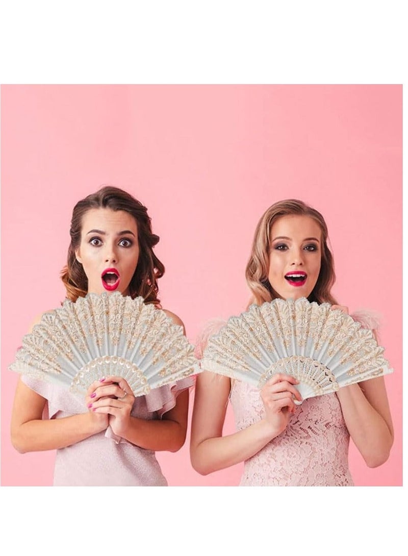 كابتن تيك Lace Folding Fan Elegant Vintage Handheld Chinese Style Folding Fans Bridal Hand Fan Women Fan Festival Gift Performance Fan Home Decorative Accessories (Pink) - Image 2