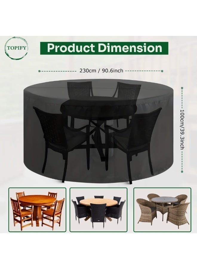TOPIFY Round Patio Furniture cover, Oxford Material 210D Table Cover, Outdoor Furniture Cover Waterproof, UV Resistant- 230 x 100 cm - Image 2