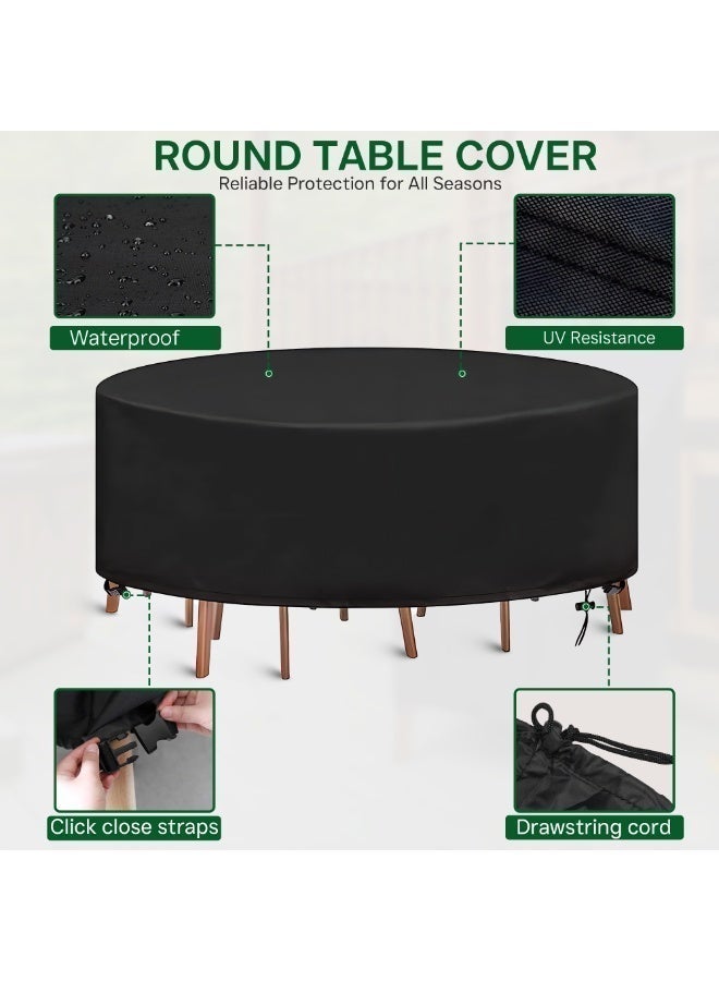 TOPIFY Round Patio Furniture cover, Oxford Material 210D Table Cover, Outdoor Furniture Cover Waterproof, UV Resistant- 230 x 100 cm - Image 3