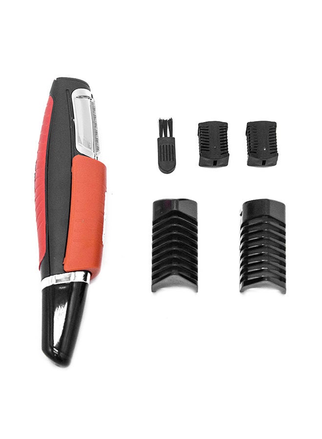 LED Light Multifunctional Electric Hair Trimmer With 4 Comb Attachments Black/Red 13.5x5x5.2cm