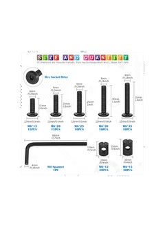 Glarks Glarks 120Pcs M6x15/20/25/30/35mm Black Hex Socket Cap Bolt and Barrel Nut Assortment Kit with a Allen Wrench for Crib Baby Bed Cots Furniture  - Image 2