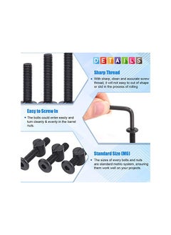 Glarks Glarks 120Pcs M6x15/20/25/30/35mm Black Hex Socket Cap Bolt and Barrel Nut Assortment Kit with a Allen Wrench for Crib Baby Bed Cots Furniture  - Image 4