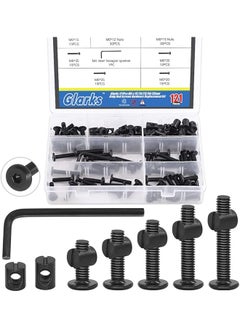 Glarks Glarks 120Pcs M6x15/20/25/30/35mm Black Hex Socket Cap Bolt and Barrel Nut Assortment Kit with a Allen Wrench for Crib Baby Bed Cots Furniture  - Image 1
