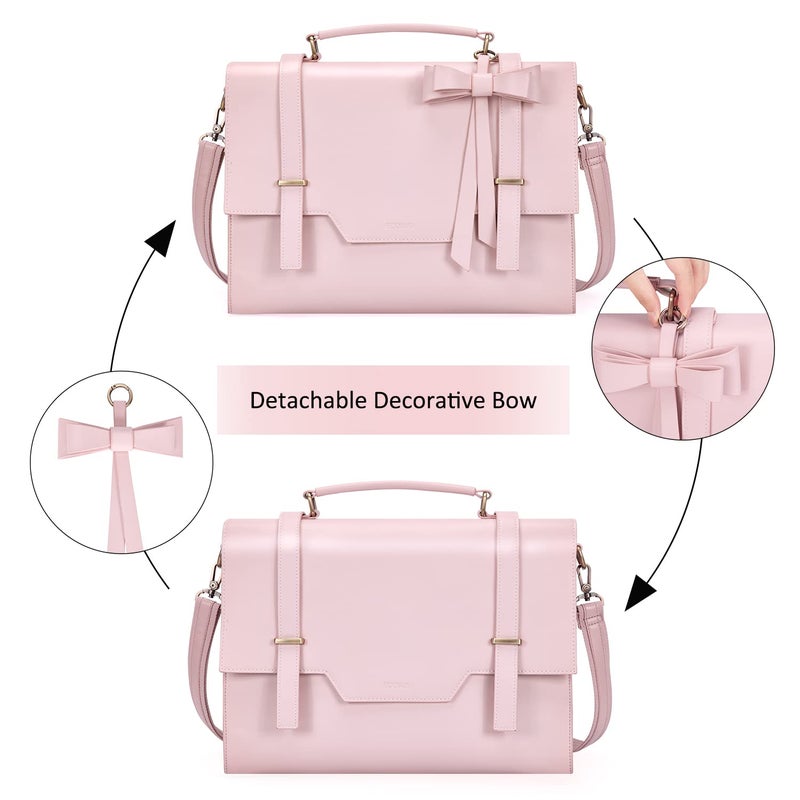 ECOSUSI Laptop Messenger Bag Women Briefcase 15.6 inch Laptop Satchel Handbags (Pink) - Image 3